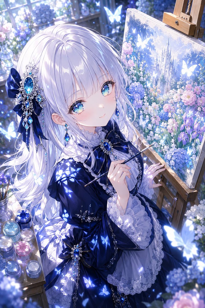 角色动漫插画夜景梦幻优雅