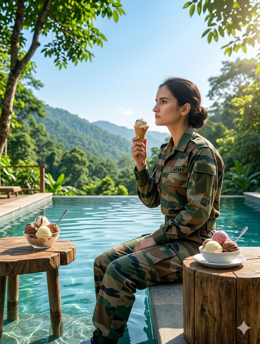 Indian Army Soldier at Infinity Pool