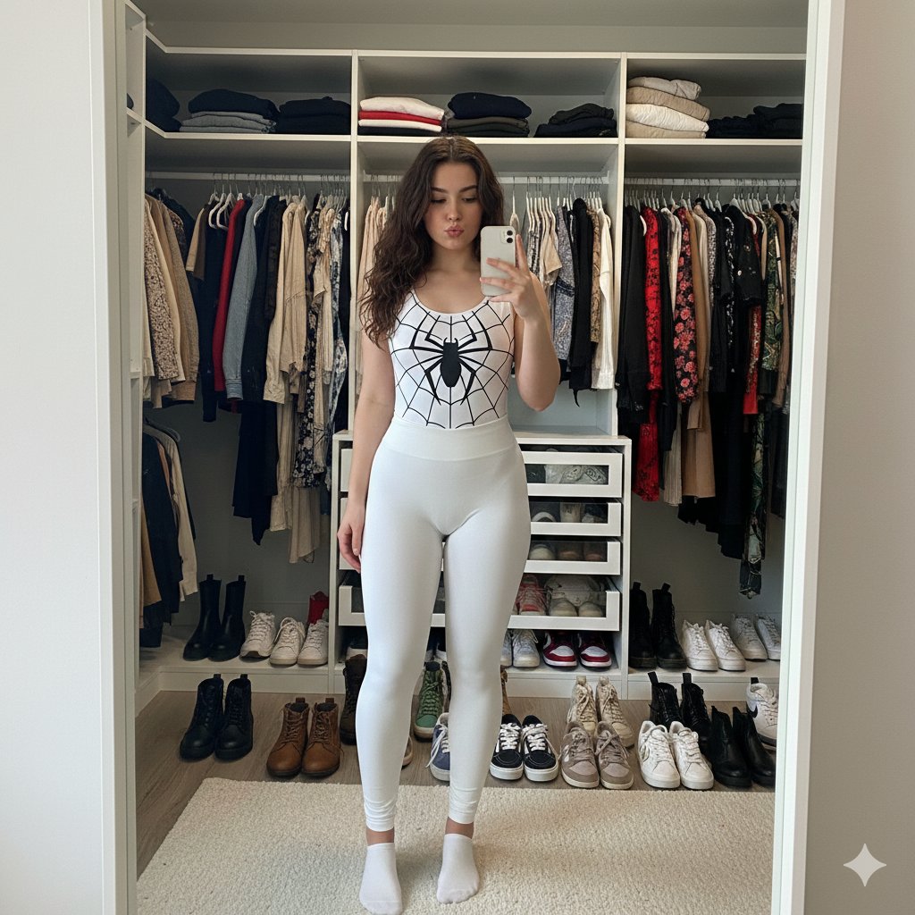 Spider-Girl Cosplay Selfie Prompt (White)