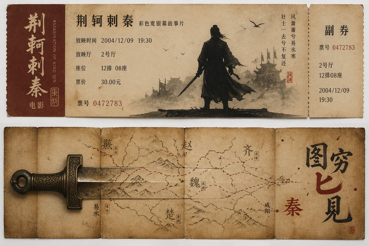 怀旧电影票根提示词