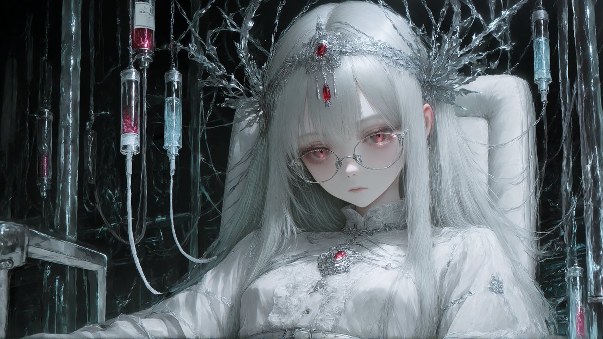 人像插画电影感暗黑冷调忧郁