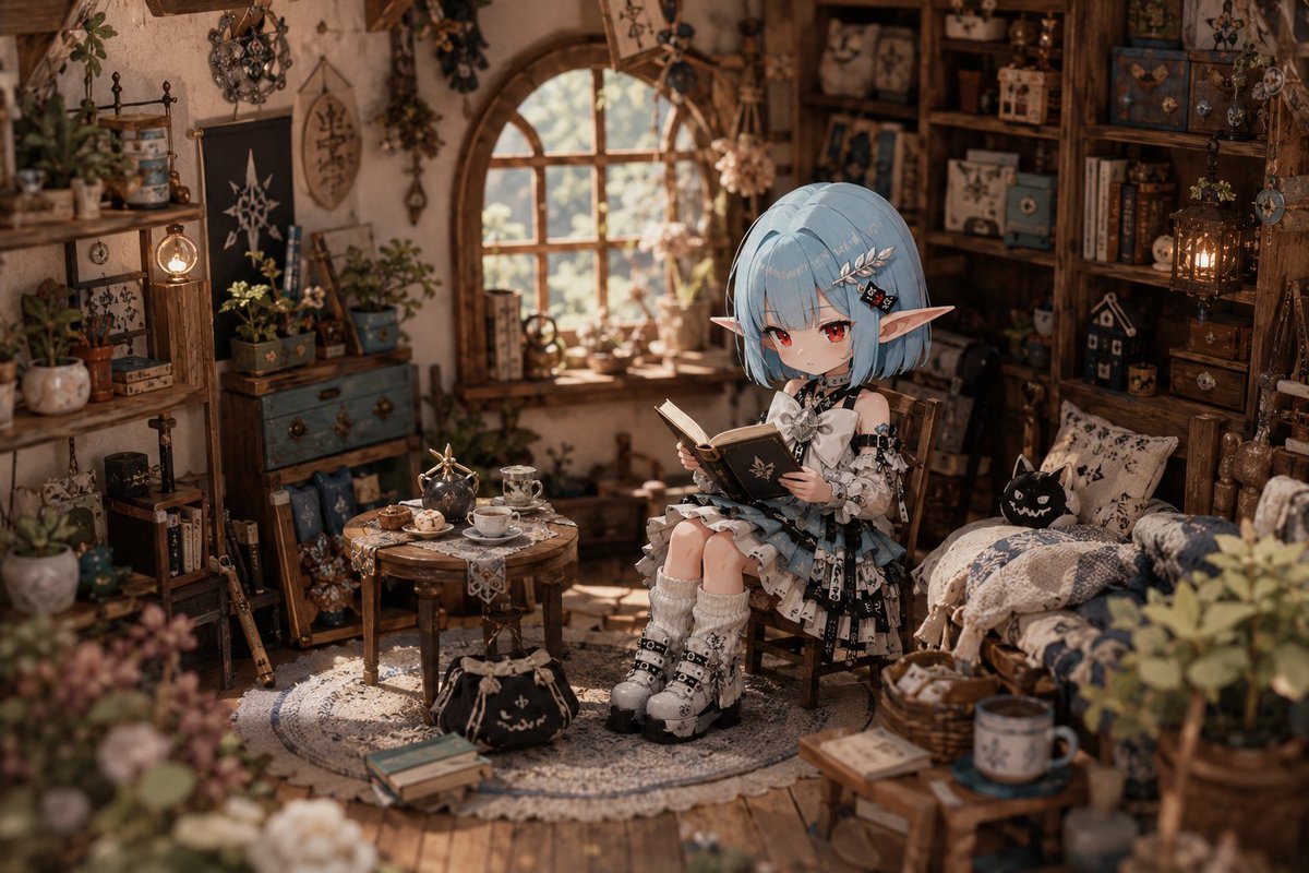角色动漫插画温暖室内