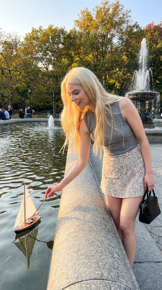 Park Fountain Lifestyle Photo with Sailboats