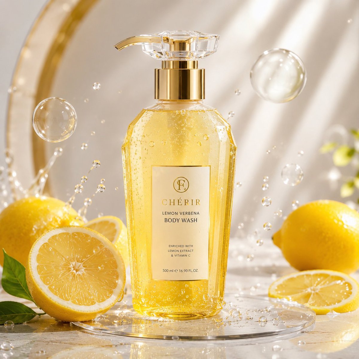 Luxury Lemon Skincare Product Photography