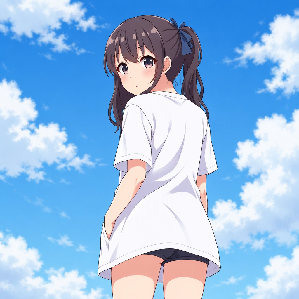 少女动漫插画户外