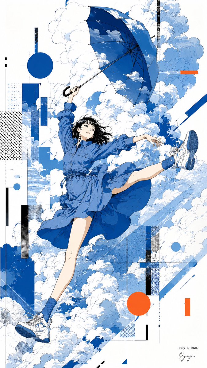 女性动漫插画雨城市忧郁