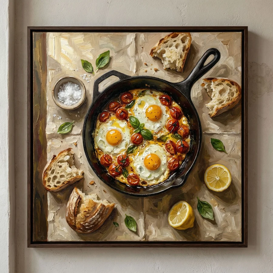 Overhead Skillet Eggs Photography