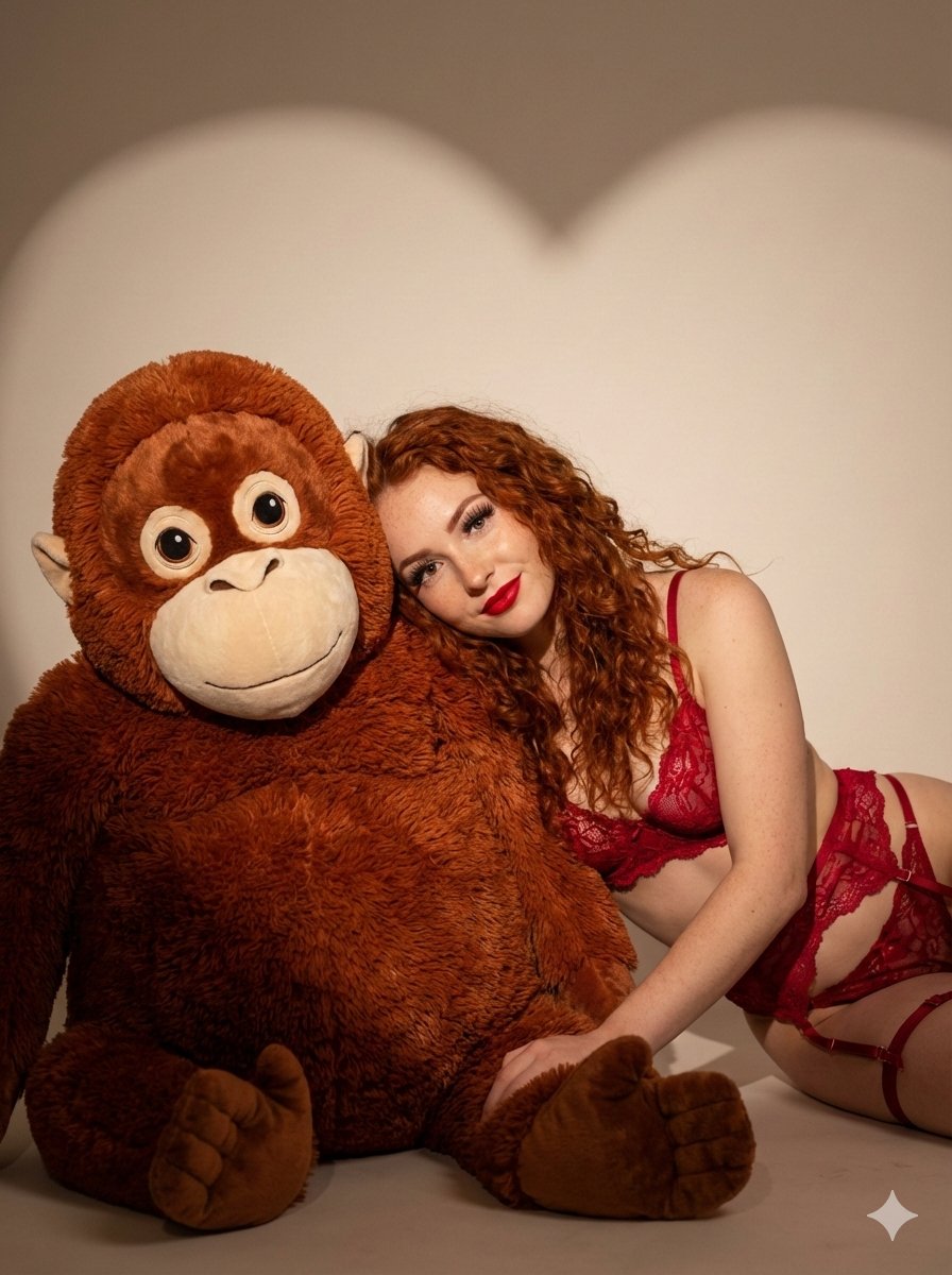 Intimate Portrait with Giant Stuffed Orangutan