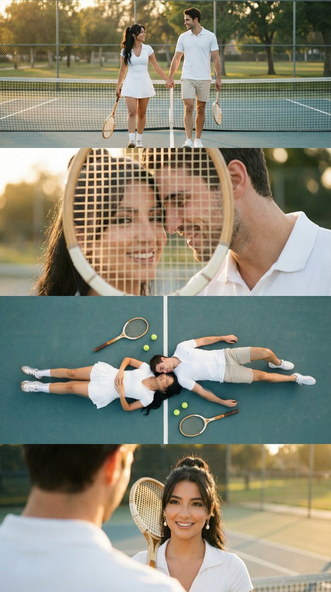 4-Panel Tennis Couple Storyboard Prompt