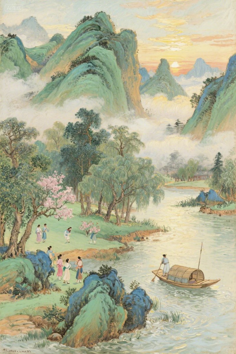 淡彩中国山水画扩展