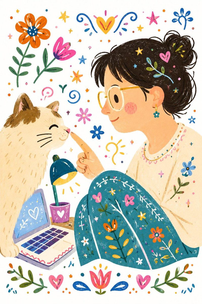 装饰性民间艺术扁平插画