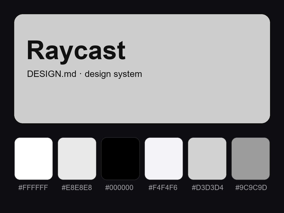 Raycast Style Design System (DESIGN.md)