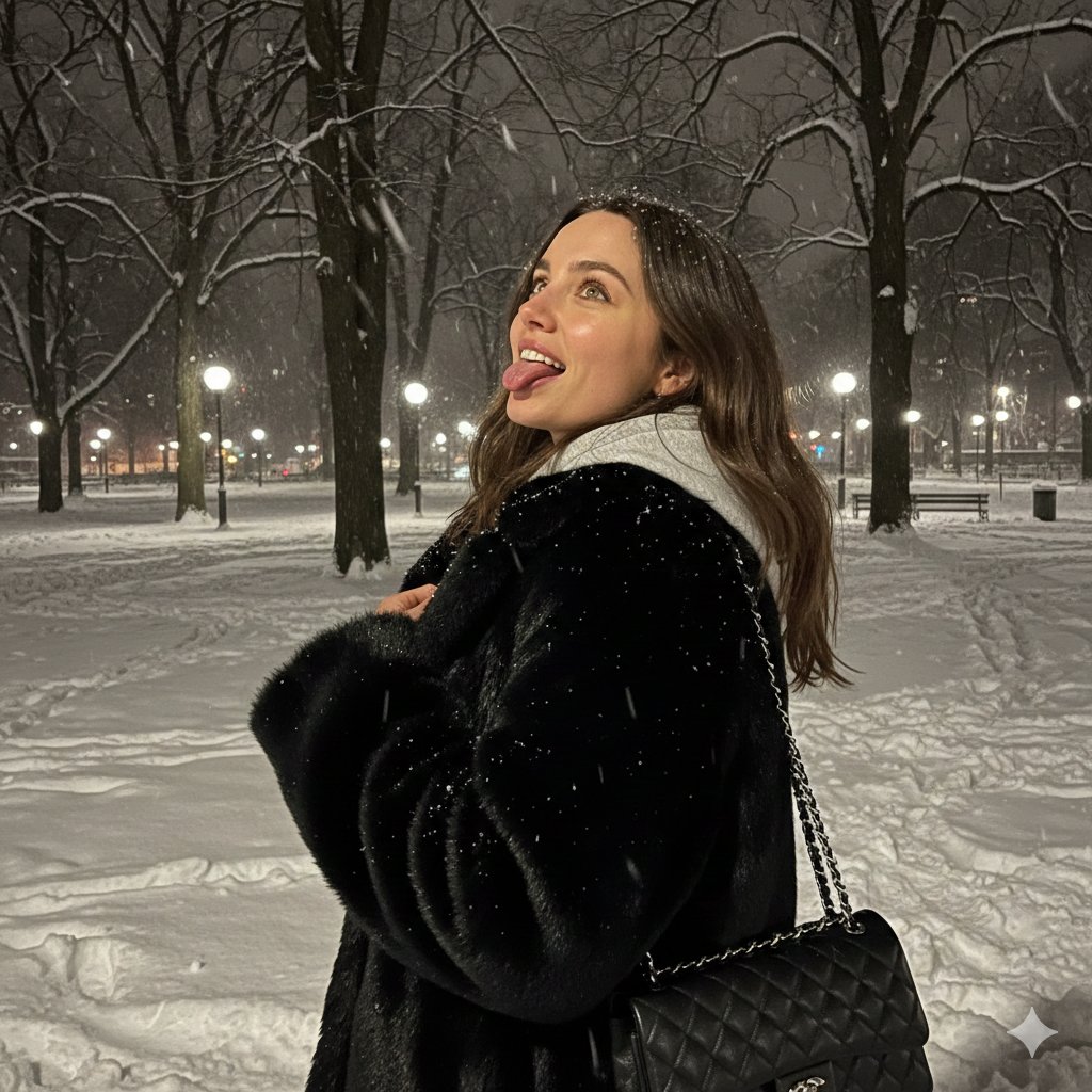 Ana de Armas Winter Cozy Portrait Prompt
