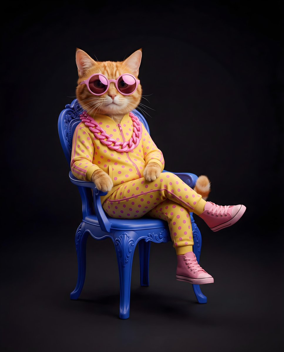 Stylish Anthropomorphic Cat in Tracksuit