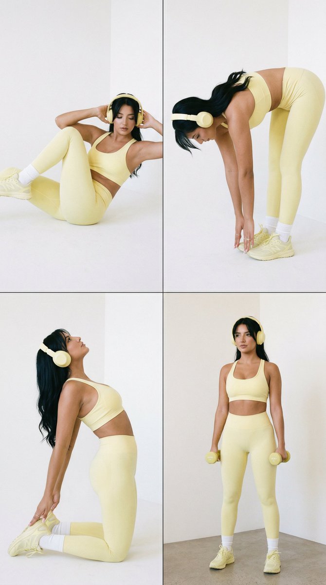 Nano Banana Pro Fitness Editorial Grid Prompt (Yellow Activewear, Identity Locked)