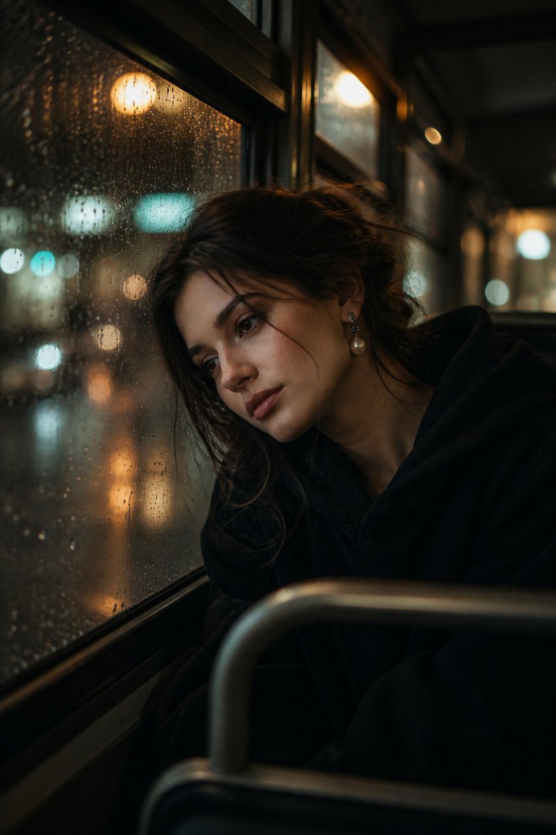 人像电影感写实夜景雨忧郁