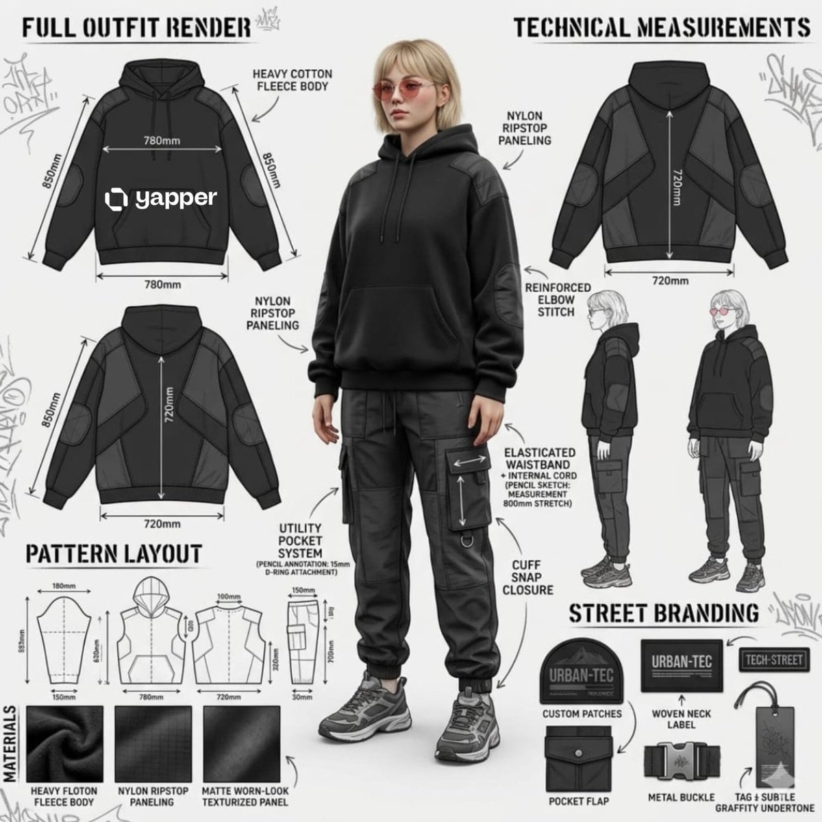 Using the attached image, create a professional industrial fashion