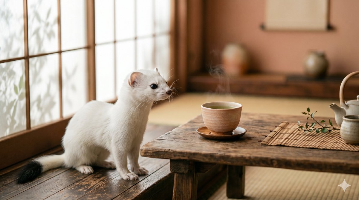 Ermine in a Japanese Tea Room