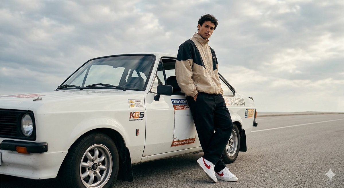 Casual Portrait with Vintage Rally Car