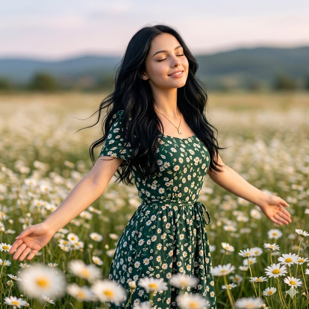 Cinematic Daisy Field Portrait