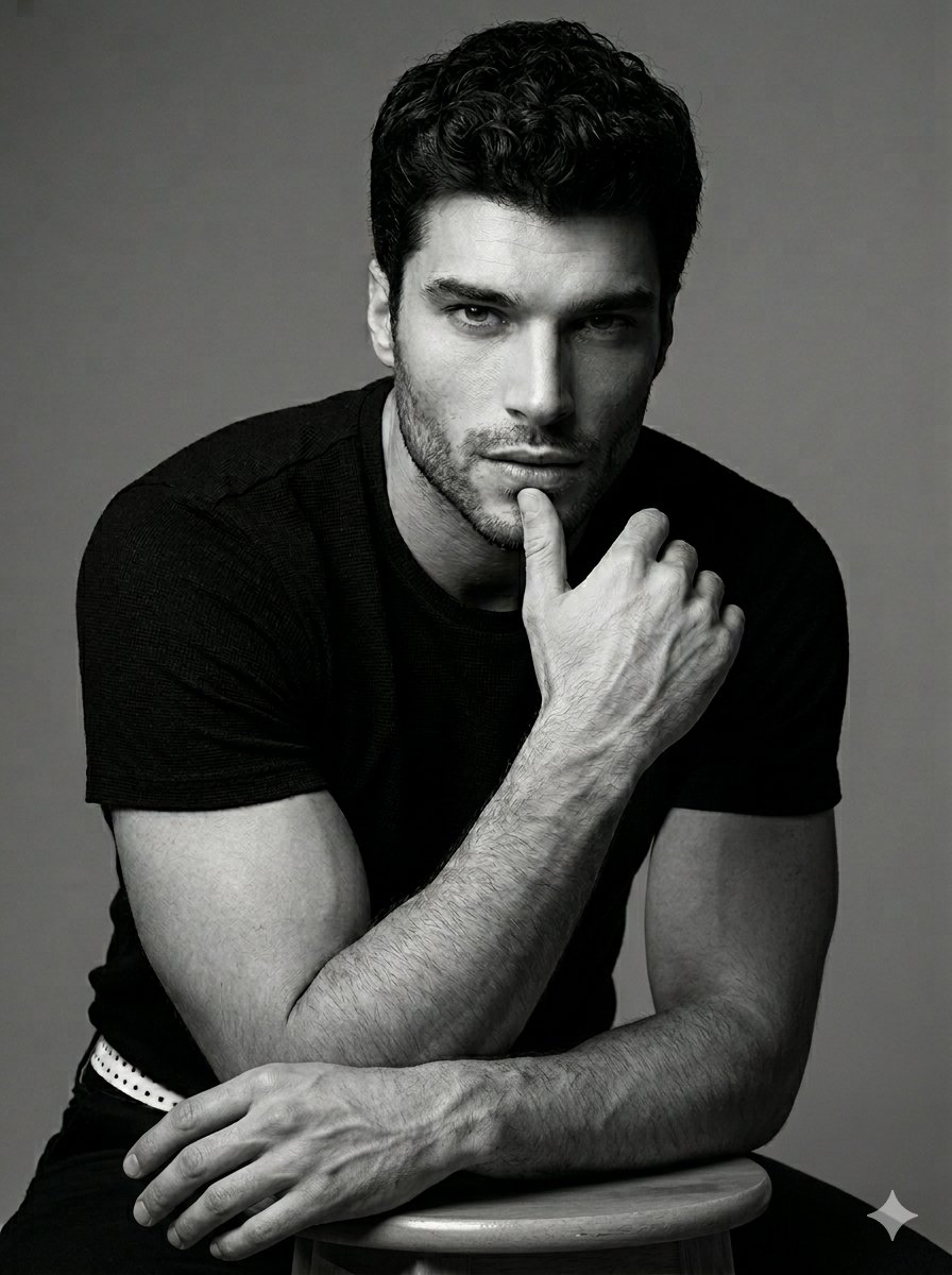 Black and White Male Studio Portrait
