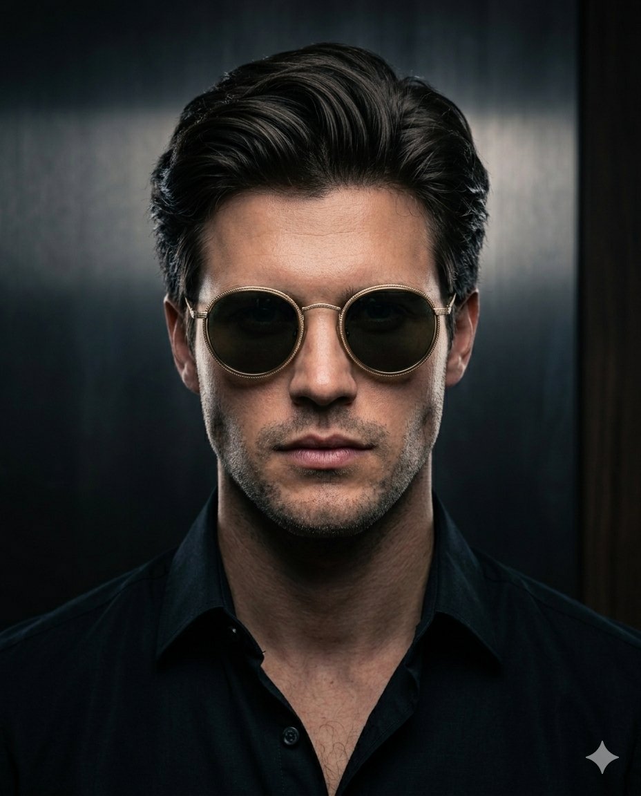 Minimalist Noir Sunglasses Portrait