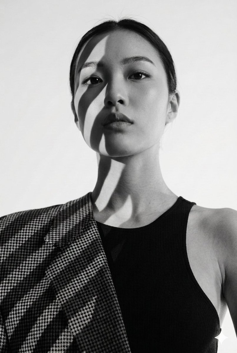 Minimalist Shadow Play Fashion Portrait