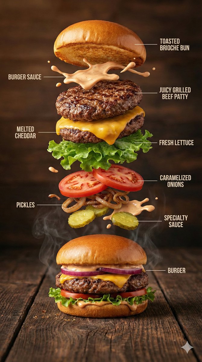Hyper-Realistic Gourmet Burger Infographic