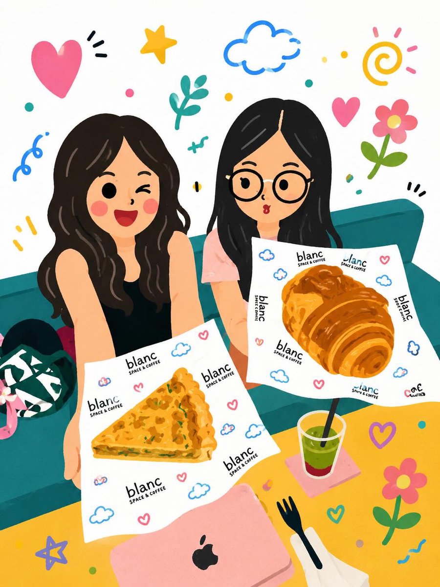 女孩插画手绘咖啡馆温暖可爱