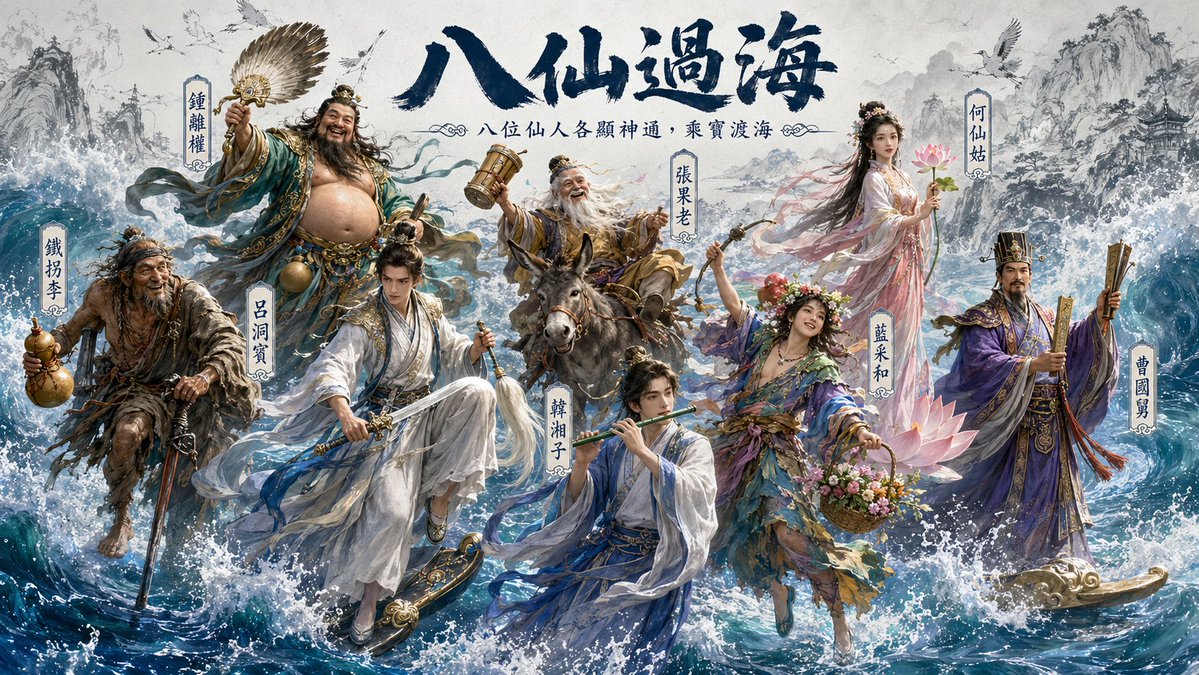 混合 CGI 水墨中国风插画