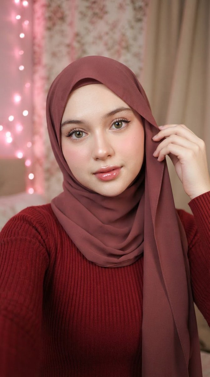 Muted Maroon Hijab Selfie