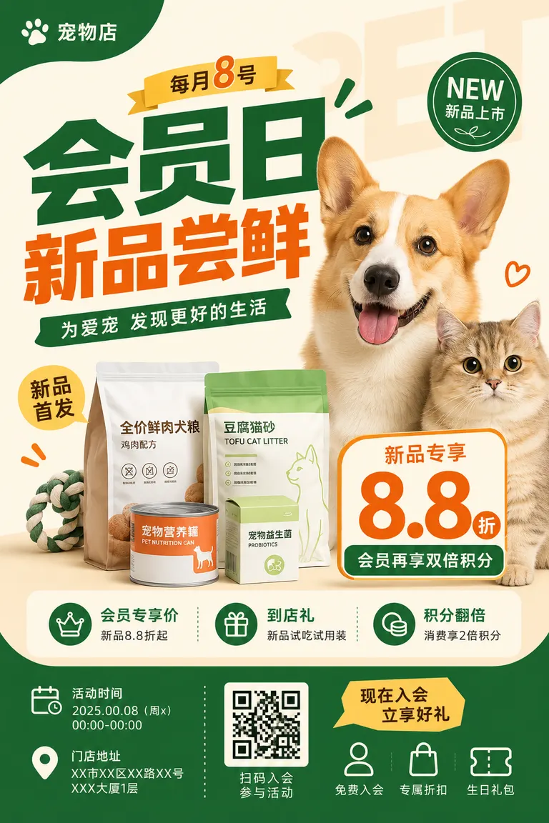 门店营销物料包视觉导演 · 新品促销 宠物店会员日活动