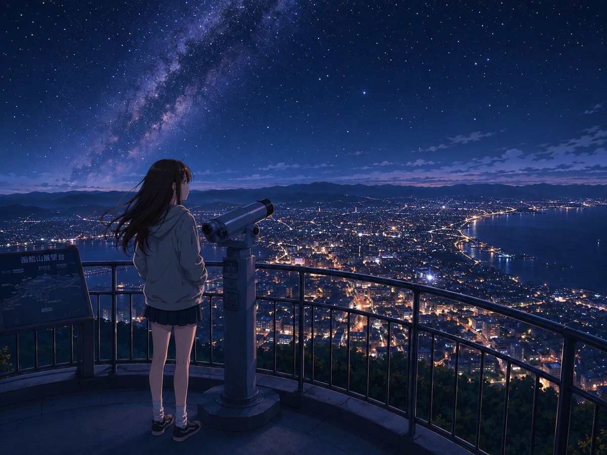 少女电影感动漫夜景城市