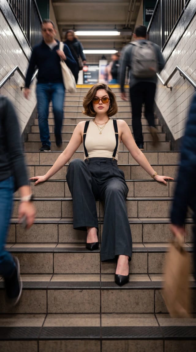 Subway Staircase Fashion Portrait