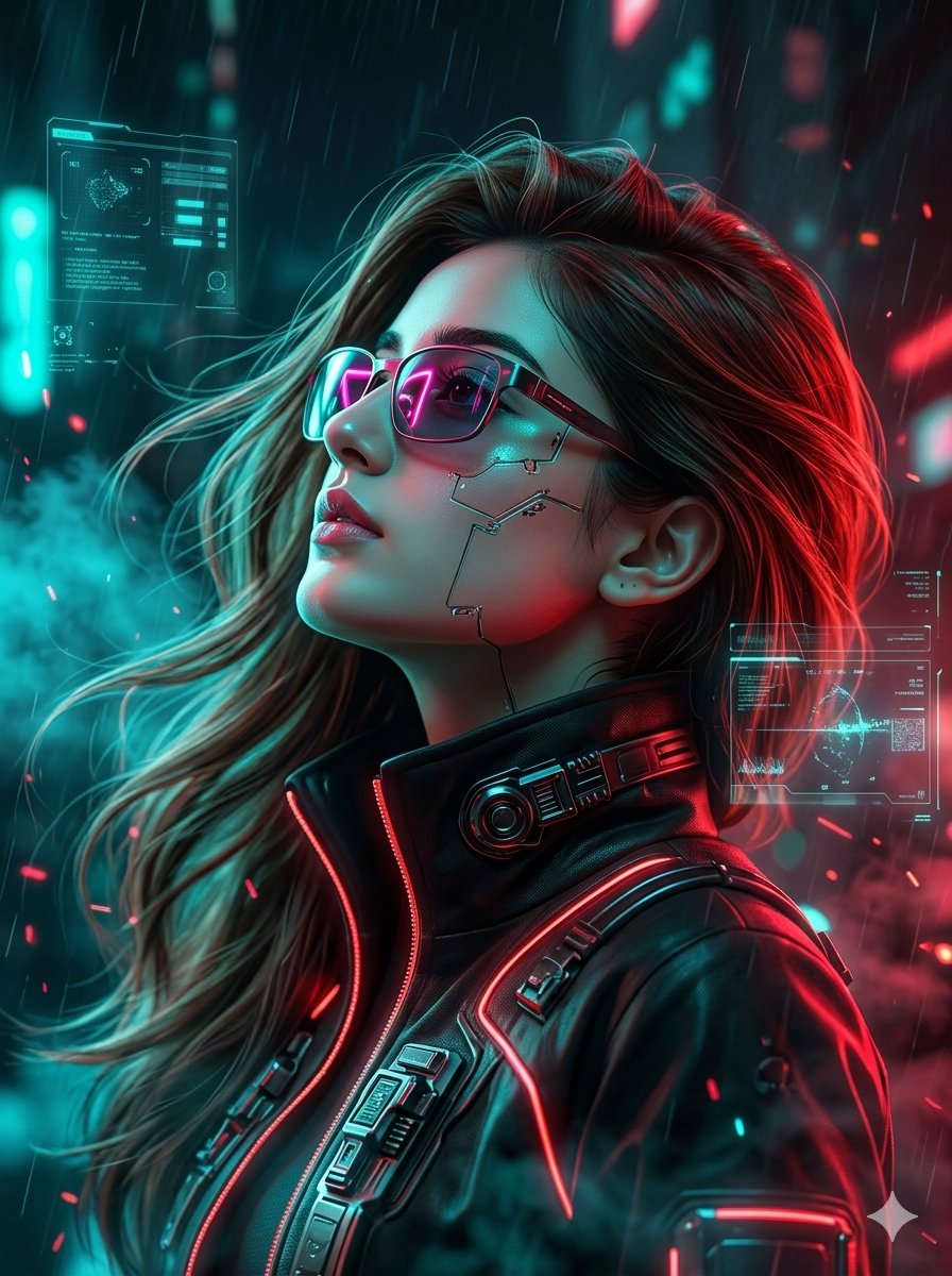 Cyberpunk Neon Fashion Portrait