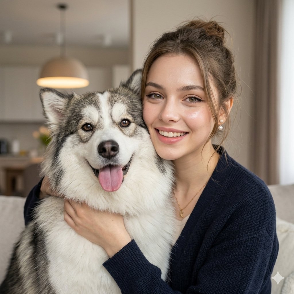 Candid Indoor Portrait with Pet