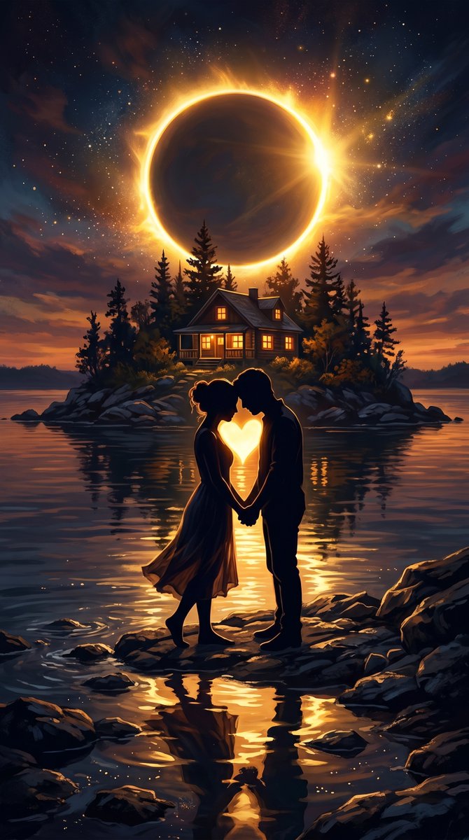 Solar Eclipse Romantic Silhouette