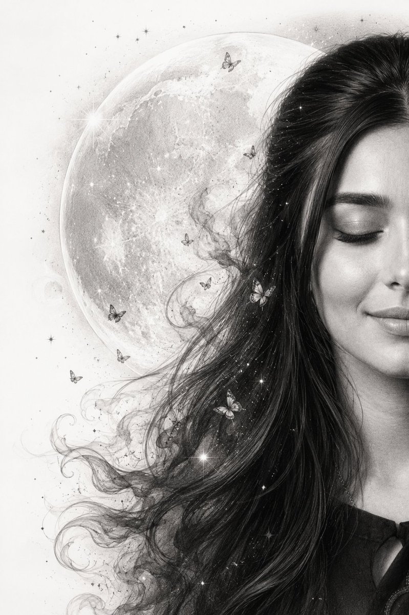 Moon Whisper Graphite Portrait