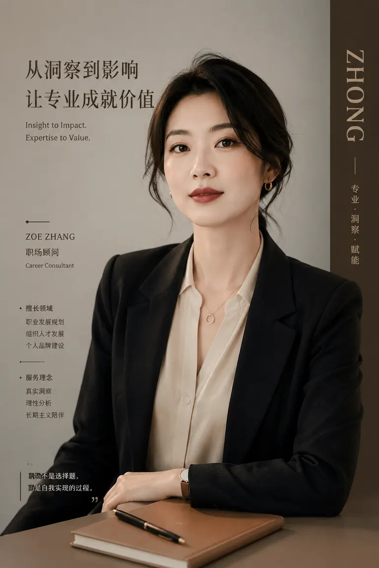 人像写真与角色一致性视觉导演 · 角色海报 职场顾问形象样张