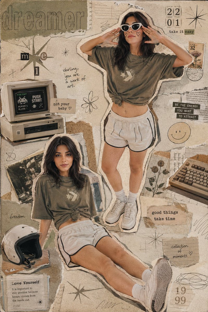 女性海报涂鸦复古温暖