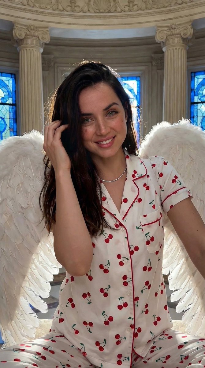 Low-Angle Cinematic Portrait: Strawberry Angel