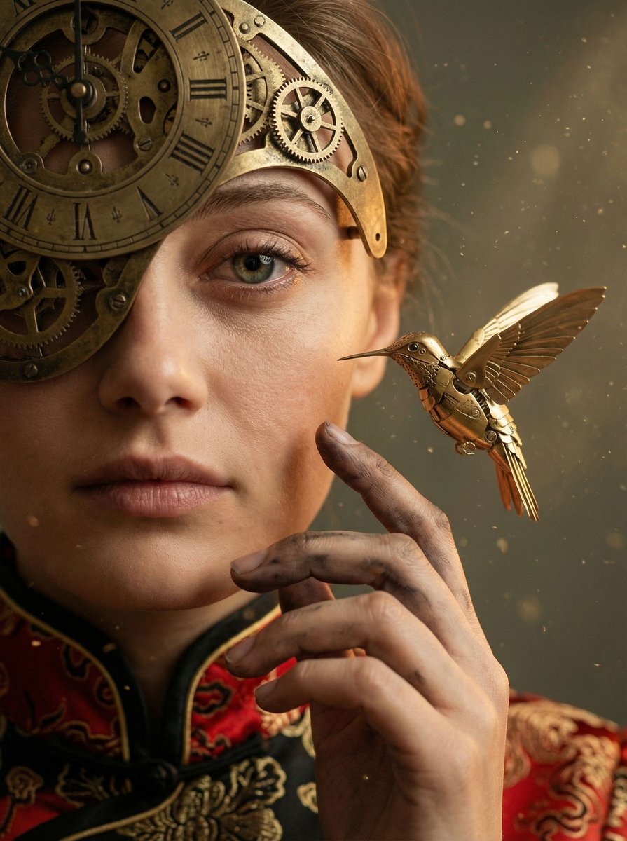 Mechanical Melancholy Macro Portrait Prompt
