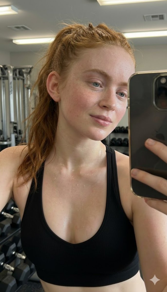 Post-Workout Mirror Selfie Portrait Prompt (Sadie Sink)