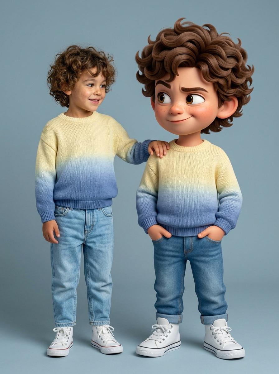 Human and Pixar Character Duplication Prompt