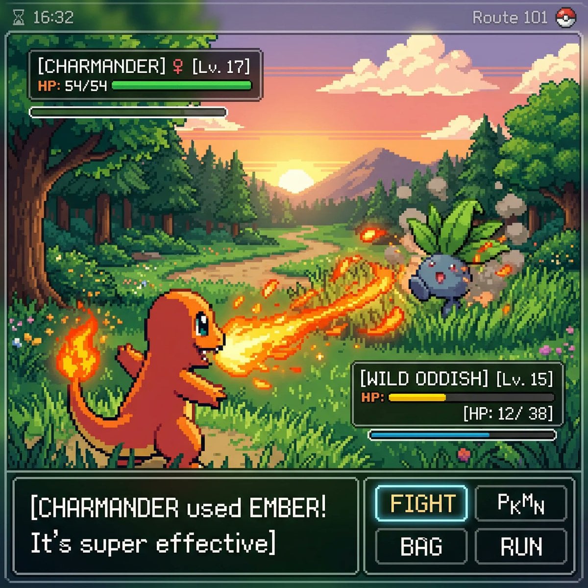 Inspired by a classic pokemon gameboy screenshot but it's highly