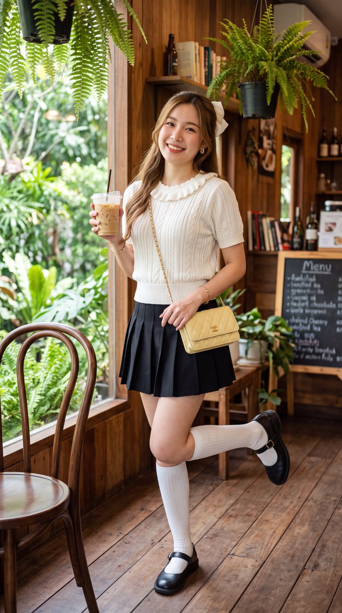 Cozy Cafe Fashion Portrait