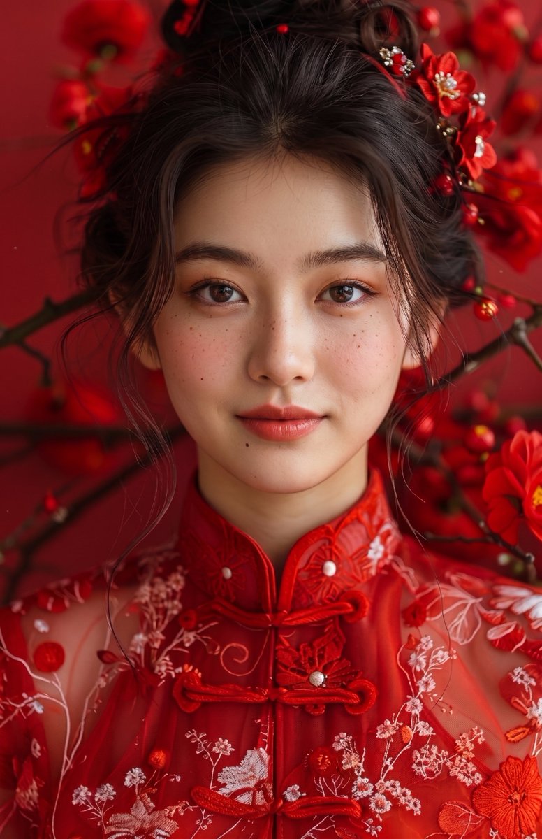 Traditional Red Qipao Portrait