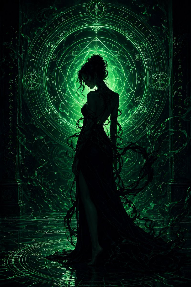 人像插画暗黑霓虹优雅