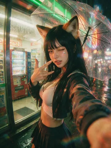 女性写实动漫雨便利店可爱