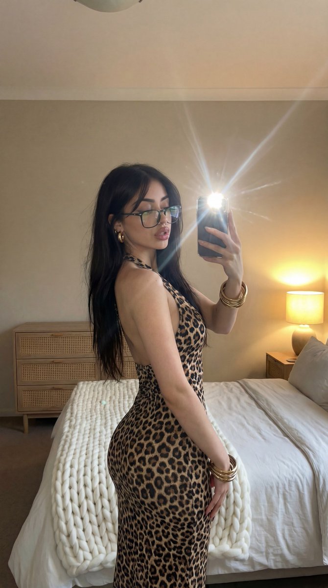 Leopard Print Mirror Selfie Prompt